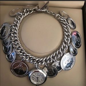 NEW Burberry Womens Sterling Silver Charm Watch